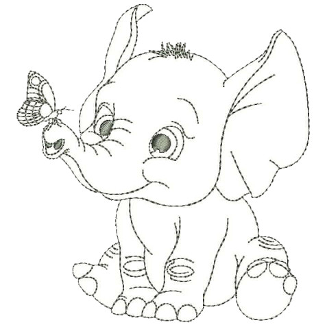 Baby Elephant Embroidery Design