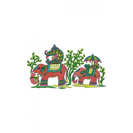 Ethnic Elephant Cushion Cover Embroidery Design