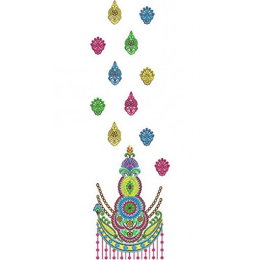 Drape Front Traditional Dress Embroidery Design