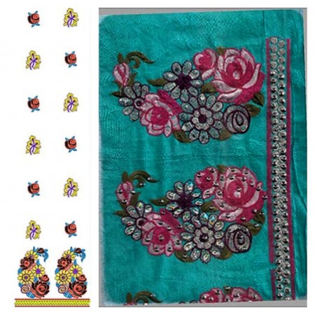 Gala Daman Embroidery Designs 6286