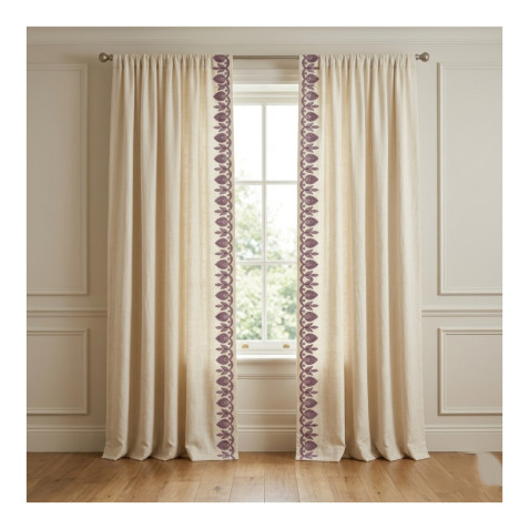 Mauve Paisley Lace Vertical Border Embroidery Design