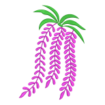 Magenta Cascading Vine Floral Motif Embroidery Design