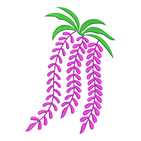 Magenta Cascading Vine Floral Motif Embroidery Design