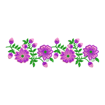 Purple Floral Vine Border Embroidery Design