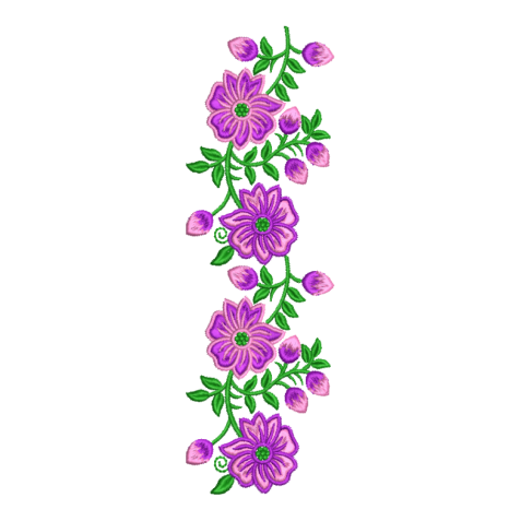 Purple Floral Vine Border Embroidery Design