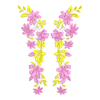 Pink Floral Vine Panel Embroidery Design