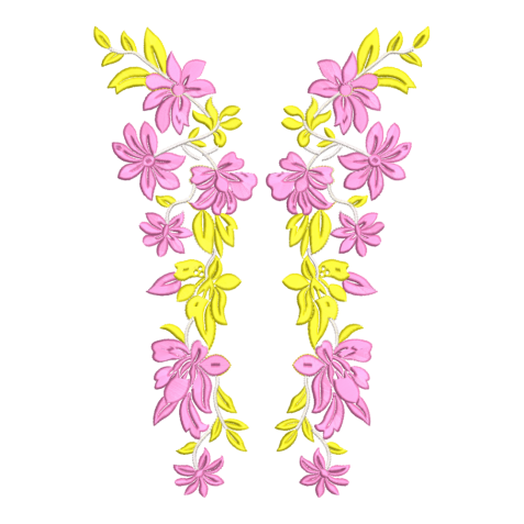 Pink Floral Vine Panel Embroidery Design