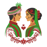 Assamese Wedding Bride and Groom Embroidery Design