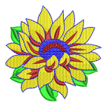 Multi-Layered Sunflower Floral Motif Embroidery Design
