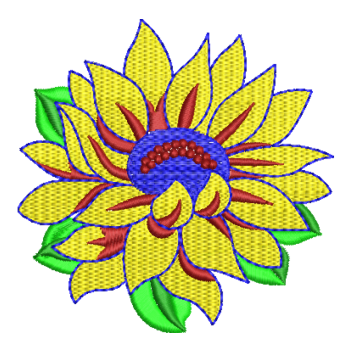 Multi-Layered Sunflower Floral Motif Embroidery Design