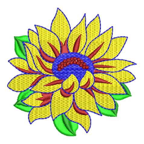 Multi-Layered Sunflower Floral Motif Embroidery Design