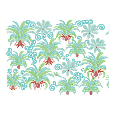 Exotic Jungle Palms Embroidery Design