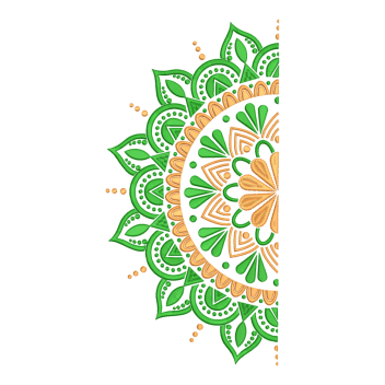 Mandala HALF CIRCLE Leaf & Floral Embroidery Design