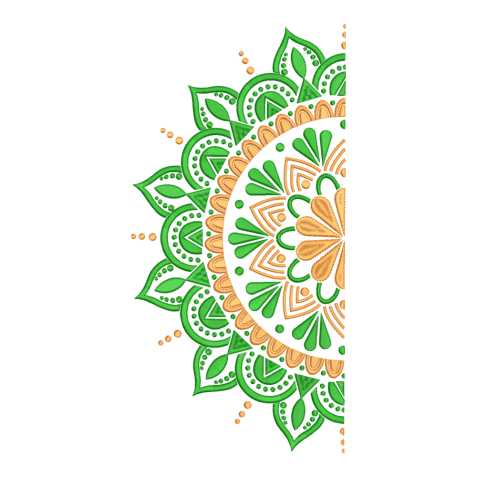 Mandala HALF CIRCLE Leaf & Floral Embroidery Design