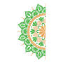 Mandala HALF CIRCLE Leaf & Floral Embroidery Design
