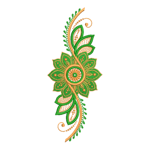 Elegant Botanical Floral Scroll Embroidery Design