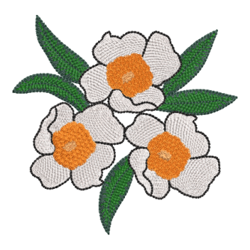 Elegant White Camellia Trio Embroidery Design