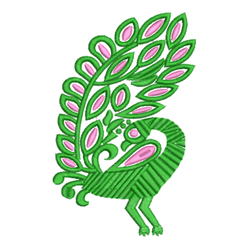 Majestic Peacock Folk Art Embroidery Design