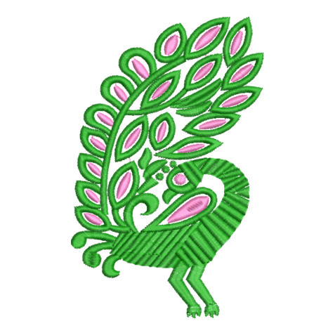 Majestic Peacock Folk Art Embroidery Design