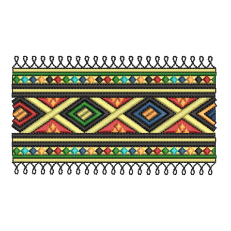 Intricate Ethnic Geometric Border Embroidery Design
