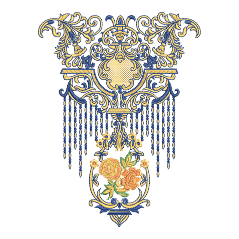 Luxury Baroque Royal Floral Embroidery Design