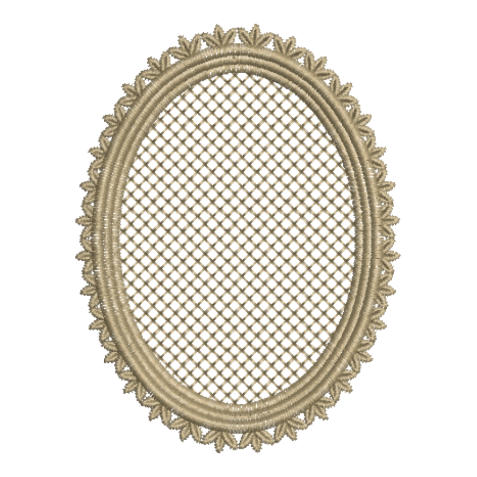 Oval Lattice Monogram Frame Embroidery Design