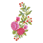 Elegant Rose Spray and Wild Berry Floral Motif Embroidery Design