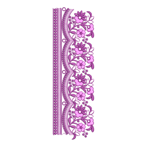Floral Panel with Decorative Border Embroidery Design