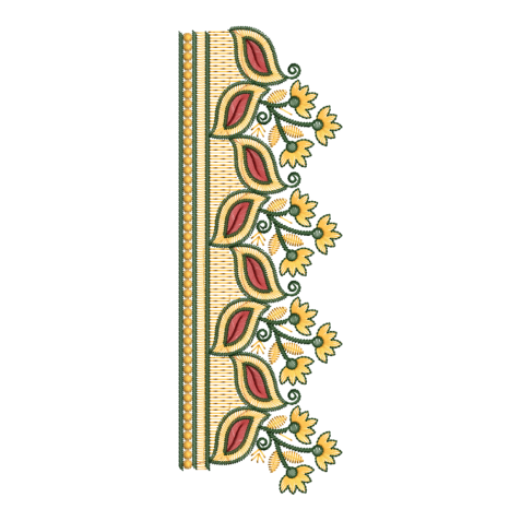 Floral Leaf Ethnic Border Embroidery Design