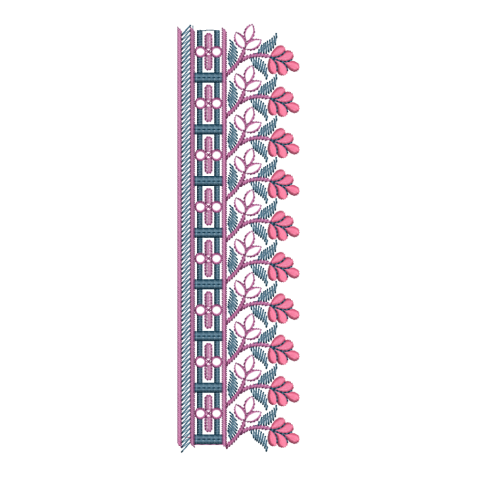 Dual-Tone Floral Vine Border Embroidery Design