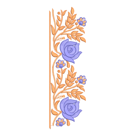 Lavender Rose Floral Border Embroidery Design