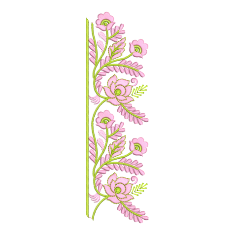 Pink Floral Vine Border Embroidery Design