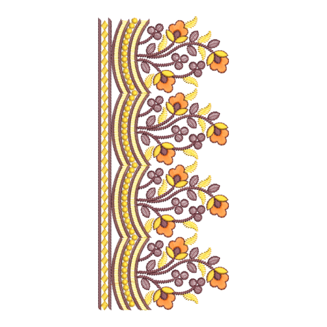 Scalloped Floral Lace Border Embroidery Design