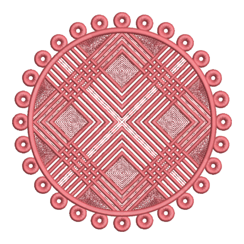 Geometric Lattice Medallion Embroidery Design