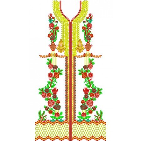 Floral Work Indowestern Suit Embroidery Design