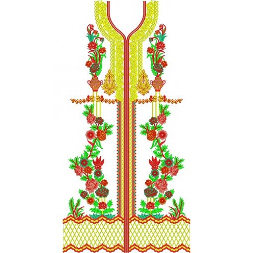 Floral Work Indowestern Suit Embroidery Design