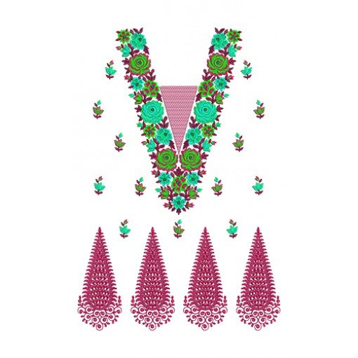 Long Evening Dresses Embroidery Design