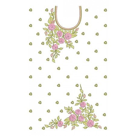 Rose Pattern Stylist Dress Embroidery Design 22785
