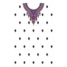 Round Shape Neck Border Dress Design 23510