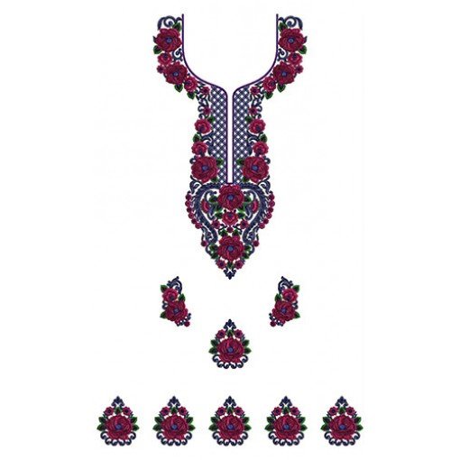 Rose Flower Flat Cording Dress Design 23756