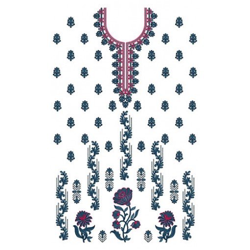U Shape Neck And Big Flower Design In Dress 23820