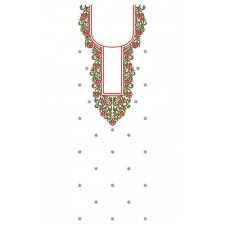 Red Flowers With Green Vine Dress Embroidery Design 24032
