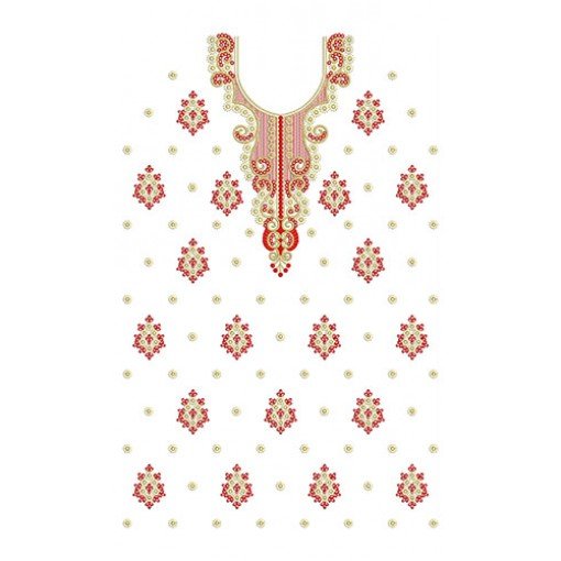 Straight Petal Flower Design In Dress Embroidery 24403