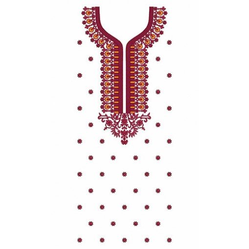 Flower Design In Dress Embroidery 24406