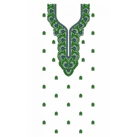 Bunch Of Leaf Designs In Dress Embroidery 24407