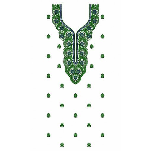 Bunch Of Leaf Designs In Dress Embroidery 24407