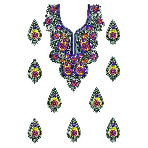 Kashmiri Stitch Dress Embroidery Design 25216