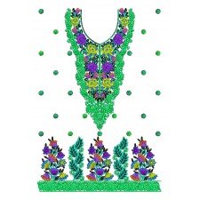 Green Floral Print Embroidery Design 25219