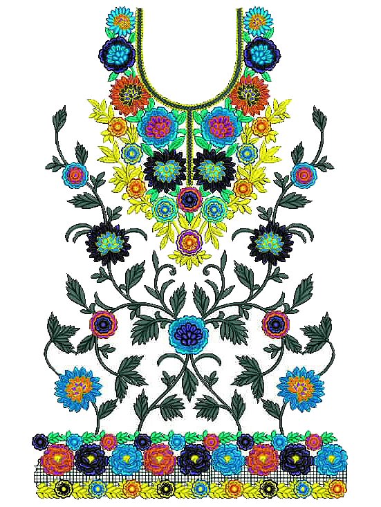 Color Full Hand Embroidery Ladies Dress Design 25227
