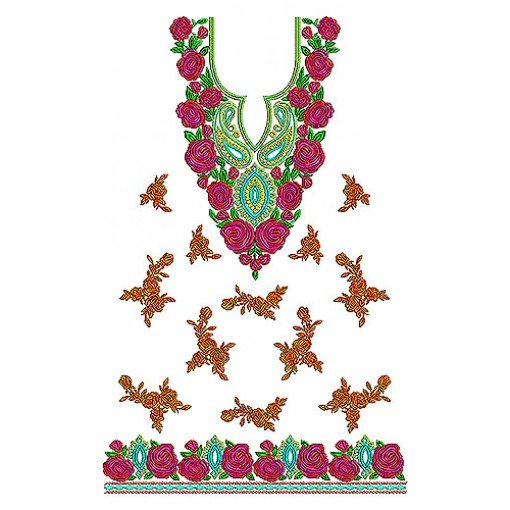 Graceful Floral Embroidery Dress Design